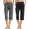 JINSHI Pantaloni 3/4 Pigiama Donna Morbide Modal Pigiama Shorts Donna Pantaloni Corti Abbigliamento da Notte Casa con Tasche (Blu lago, Grigio) Taglia L