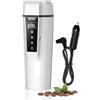 Nardea Bollitore da Viaggio per Auto 24/12v, Bollitore Elettrico Portatile Auto con Temperatura Regolabile, Caldaia ad acqua per Riscaldamento auto per Acqua Tè Caffè latte neonato, 450ml