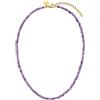 Purelei Collana di ametista, collana da donna in acciaio inossidabile resistente, collana impermeabile di perle di ametista naturale, lunghezza regolabile di 35-40 cm (Oro)
