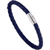 ZENSE - Bracciale in pelle intrecciata blu navy da uomo ZB0356