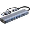 Omivine Adattatore LAN USB 1000 M, adattatore USB C a Ethernet RJ45 Gigabit, hub USB C ethernet con 3 porte USB 3.0 e 1 porte USB Type-C per MacBook XPS Surface Pro Linux Chromebook, ecc