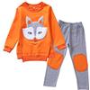 amropi Ragazze Manica Lunga Felpa e Leggings Pantaloni con Doppi Ginocchiere 2 PCS Set Completo Arancione Grigio,8-9 Anni