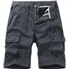 Ocean Plus Pantaloni cargo estivi da uomo con cerniera in cotone, a 3/4, in tinta unita, oversize, con coulisse, grigio., L