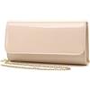 DETARA Pochette da donna in pelle verniciata, elegante borsa a tracolla per Natale, matrimoni, feste e balli, Nude, Standard