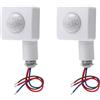 Greluma 2 Pz Sensore di movimento a infrarossi corpo PIR AC 85-265 V (220 V), portata di rilevamento 12 m a 160 °, foro di montaggio da 10 mm