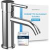Bächlein - Rubinetto da bagno Susara con beccuccio curvo, design miscelatore monocomando con cartuccia in ceramica duratura e set di montaggio, rubinetto per bagno cromato