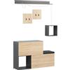 HOMCOM Set Mobile da Ingresso con Attaccapanni, Scarpiera con Panca e Scaffale, Grigio e Naturale