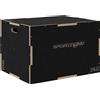 SPORTNOW Box Jump Pliometrico a 3 Altezze in Legno Antiscivolo, 76-61-51cm, Nero