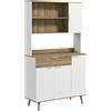 HOMCOM Credenza Moderna Mobile Dispensa con Armadietti e Cassetto, 98x39x180cm, Bianco e Legno
