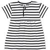 Petit Bateau A05NH, Abito a maniche corte Bimba 0-24, Bianco Marshmallow/Blu Smoking, 24 mesi