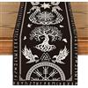 Artoid Mode - Runner da tavolo, fantasia con albero della vita vichingo, corvo ed elmo del timore riverenziale, decorazione da tavola, per interni, feste e festività, 40 x 240 cm, colore: nero