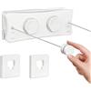 Domigard Corda per biancheria retrattile,stendibiancheria interna a parete doppia linea invisibile filo di lino estensibile in acciaio inossidabile,corda da biancheria regolabile2*5,1m(Bianco)