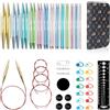 RUIDI Set di Ferri da Maglia Circolari, Set di Ferri Circolari Intercambiabili in Alluminio Leggero e Caldo con Custodia e Accessori, 13 Paia di Ferri da Maglia (10cm), misure 2,75mm a 10mm