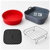 Moljaus KIT PER FRIGGITRICE AD ARIA teglia friggitrice ad aria 22 cm, Stampo Silicone Torta Tappetino friggitrice ad aria e Griglia per Friggitrice ad Aria Compatibile con COSORI Dual Blaze, Cosori Turboblaze