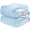 WAVVE Plaid Coperta Pile di Flanella 260gsm - 220x240 cm, Blu Chiaro/Azzurro - Pled Divano Pelosa Letto Matrimoniale King 240x220 - Copridivano di Microfibra Calda e Morbida