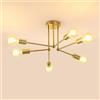 Goeco Plafoniera Sputnik Industriale, 70CM Lampadario Vintage Oro, 5 Luci Portalampada E27, Lampadario da Soffitto Retro per Camera da Letto, Soggiorno, Cucina