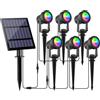 NATPOW Faretti Solari a Led da Esterno RGB, 6 in 1 Lampade Solari da Giardino Potenti, 2 Modi, Auto Acceso o Spento, Impermeabile IP65 Luci Esterne ad Energia Solare per Cortile, Patio, Alberi