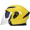 RYDZCLH Casco Jet Moto Aperto Scooter - Caschi Motorino Vintage ECE Omologato Donna Uomo con Doppia Visiera Parasole,Motociclista Portatile Mezzi Caschi Jet A,M(56~62cm),Giallo,XXL