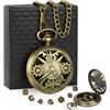 Sweetone Dadi D&d, 7 Pezzi Mini Dadi Dnd, Dadi Poliedrici in Metallo, DND Dice Set con Custodia Cava in Bronzo Steampunk, Dadi da Gioco per Dungeons and Dragons DND RPG MTG D4 D6 D8 D10 D12 D20 D%