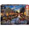 Educa - Amsterdam | Puzzle 2.000 pezzi per adulti da 14 anni | Canali d'Olanda paesaggio urbano | Misura: 96 x 68 cm (17127)