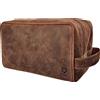 Rustic Town Beauty Case Pelle Uomo - Trousse da Toilette Viaggio Pelle Pieno Fiore | Organizer barba e profumo, doppio scomparto, cerniera YKK, fodera idrorepellente, pochette kit, borsa per trucchi da donna