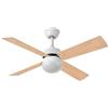 Eden pulse Ventilatore da soffitto con pale reversibili bianco/faggio, 2 lampadine E27, telecomando incluso, 40 x 107 x 107 cm
