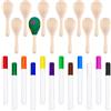 Morcheiong - 12 pezzi mini maracas in legno fai-da-te per bambini con 12 penne colorate acriliche