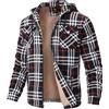 MoFiz Uomo Camicia di Flanella a Quadri Giacca di Cotone Invernale Foderata Camicia da Boscaiolo Manica lunga con Cappuccio e Cinque Tasche Natale Nero L
