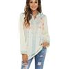 drakloak Bohemian Top Ricamato Folklore Camicetta Messico Donne Tunica Camicette Estive con Modello Fiore,Hippie Abbigliamento Donne Camicia Maniche Lunghe Camicetta(127 YW XL)