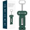 KITCHENDAO Cavatappi 3 in 1 con tagliacapsule, apribottiglie per birra integrato, apribottiglie multifunzione con vite affilata antiaderente, facile da usare, cavatappi manuale, verde, KD20303G