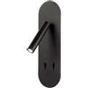 Ondaluce Applique LED 10 cm in metallo Nero retroilluminato con faretto orientabile PLATE