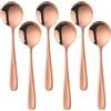 SBOMHS Cucchiaio da tavola in acciaio inox 18/10, 6 cucchiaini da minestra lunghezza 17,5 cm larghezza 4,5 cm cucchiaio da tavola per porridge dessert Soup Spoons (oro rosa)