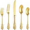 SHEUMNT Sfarzoso Set Posate Barocco Oro 20 Pezzi, Posate in Acciaio Inox 18/10 Anti-Ruggine, Set Completo con Forchette, Cucchiai e Coltelli in Elegante Scatola Regalo