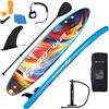 GOPLUS SUP Tavola Gonfiabile, Stand Up Paddle, Remo Regolabile 160-210cm, Pompa e Zaino Inclusi, Portata di 150/170kg, 320/335x76x15 cm (Colorato, M)