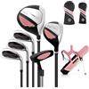 COSTWAY Set di Mazze da Golf per Bambini con Sacca, Fodera Impermeabile, Driver 1, Ibrido 5, Ferro 7, Ferro 9, Ferro S e Putter, Set Allenamento Golf per 11-13 Anni, Destrorso (Rosa)