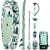 FITFIU Fitness OAHU - Gonfiabile tavola da surf paddle ispirazione tropicale con kit completo, SUP board con pagaia, pompa di gonfiaggio, 3 pinne + accessori, Stand Up Paddling Board 320x81x15cm