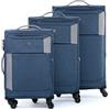 FERGÉ set di 3 valigie viaggio Saint-Tropez - bagaglio morbido leggera 3 pezzi valigetta 4 ruote girevole grigio