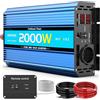 JARXIOKE 2000W Inverter 12v 220v Onda Pura Invertitore di Potenza 12v 220v Trasformatore di Potenza Convertitore - USB & EU Presa per Auto Camper Barca Inverter