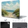 TeDaWen Custodia Rigida Compatibile con MacBook Air 13 Pollici 2023-2018 Release M1 A2337/A1932/A2179,Plastica Case Cover & EU Tastiera Cover & Screen Protecto & Adattatore USB，Costa della spiaggia