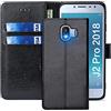 FMPCUON Cover per Samsung Galaxy J2 Pro 2018,Cover in Pelle Samsung Galaxy J2 Pro 2018,Flip Wallet Case Custodia in Pelle PU Premium,con Magnetica a Scatto per Samsung Galaxy J2 Pro 2018,Nero
