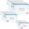 Vicloon Borse di File A3 A4 A5, 15 Pezzi Sacchetto di Zip Impermeabile, Mesh Sacchetto del Documento Sacchetto Di Documenti Portatile per Uffici Cosmetici Forniture Accessori da Viaggio con etichetta