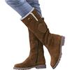 Kobilee Stivali Cowboy Donna Morbidi Curvy Elasticizzati Stivali Alti Pelle Caldo Sexy Western Boots con Tacco Sopra il Ginocchio Vintage Stivaletti Invernali Anfibi Larghi Camoscio