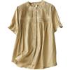 HAOLEI Donna Camicia in Lino, Camicia in Cotone e Lino Donna Maniche Corte Colletto Quadrato Taglie Forti Maglietta Ampia Elegante Estiva Tinta Unita Flowy per Estate Leggera Confortevole e Traspirante