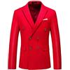 Generic Giacca doppiopetto tinta unita business uomo, Rosso, 6XL