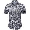 JELLYB Henley Camicia Uomo Moda Leopardata Stampa Uomo Sportiva Shirt Estiva Abbottonatura Maniche Corte Shirt Classica Moderna Urbana Affari Casual Uomo Polo Shirt A-White M