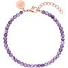 Purelei Bracciale Amethyst, Bracciale da donna in acciaio inossidabile resistente, Bracciale impermeabile con perle di ametista, Lunghezza 16-19 cm regolabile