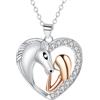 Micory Collana Ragazze e Cavalli Argento Sterling 925 Ciondolo Collana Cuore con Confezione Regalo-Regali di Gioielli Per le Donne