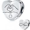 CRISNATA Amore Cuore nelle tue mani Charms, Infinity Cuore Perline in Argento Sterling 925 con Clear CZ, si adatta Pandora Charm Braccialetto di San Valentino, Regali per la fidanzata/Matrimonio/Sposa/Amante