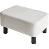 YMYNY Poggiapiedi 42 cm, Pouf rettangolare con gambe stabili in legno, Poggiapiedi moderno in pelle PU, Sgabello cambio scarpe per soggiorno, Seduta imbottita per camera da letto, Bianco, HD-HRF-BD212