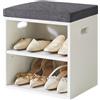 YMYNY Panca Scarpiera con cuscino, Porta Scarpe a 2 livelli con sedile imbottito, armadio regolabile Shoe Organizer per ingresso, soggiorno, corridoio, armadio, 42H * 39L * 28Wcm, bianco, HBD028W